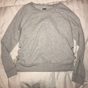 American Eagle Gray Lace Tie Sweatshirt